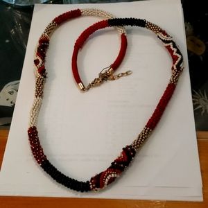 Long African style beaded necklace